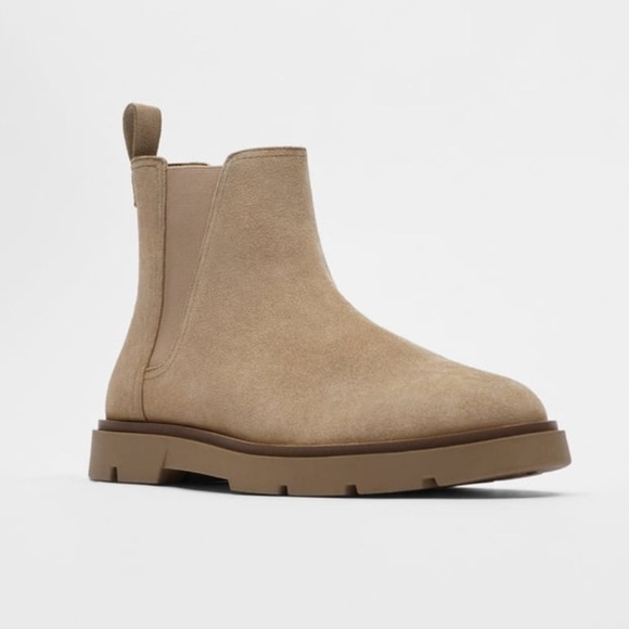 ZARA SPLIT SUEDE CHELSEA BOOTS - Picture 2 of 6